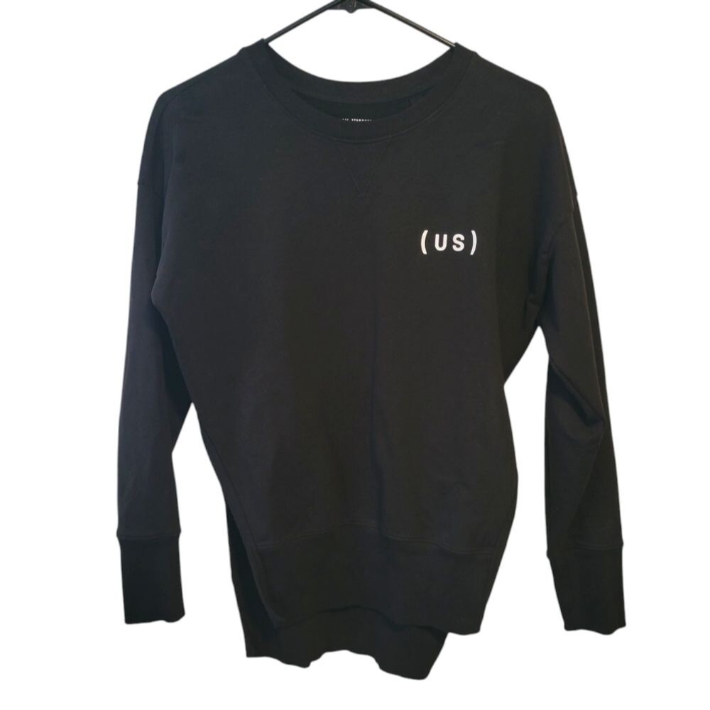 Universal Standard Fiona Open Side Sweatshirt Black Logo Size 3XS (2-4)